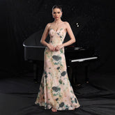 Printed Ruffled Backless Beach Dress
